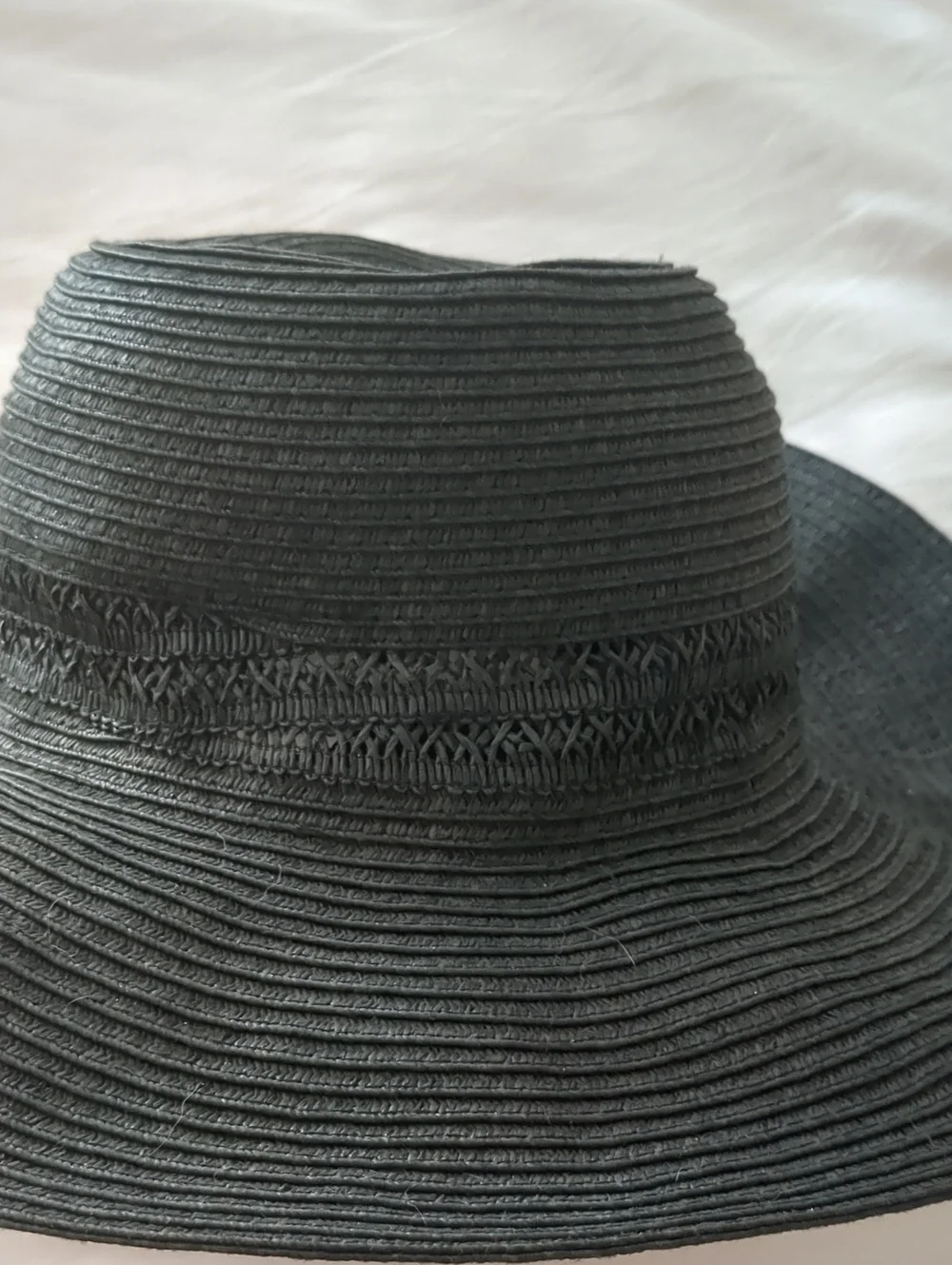 Wide Brim Black Straw Sun Hat - New